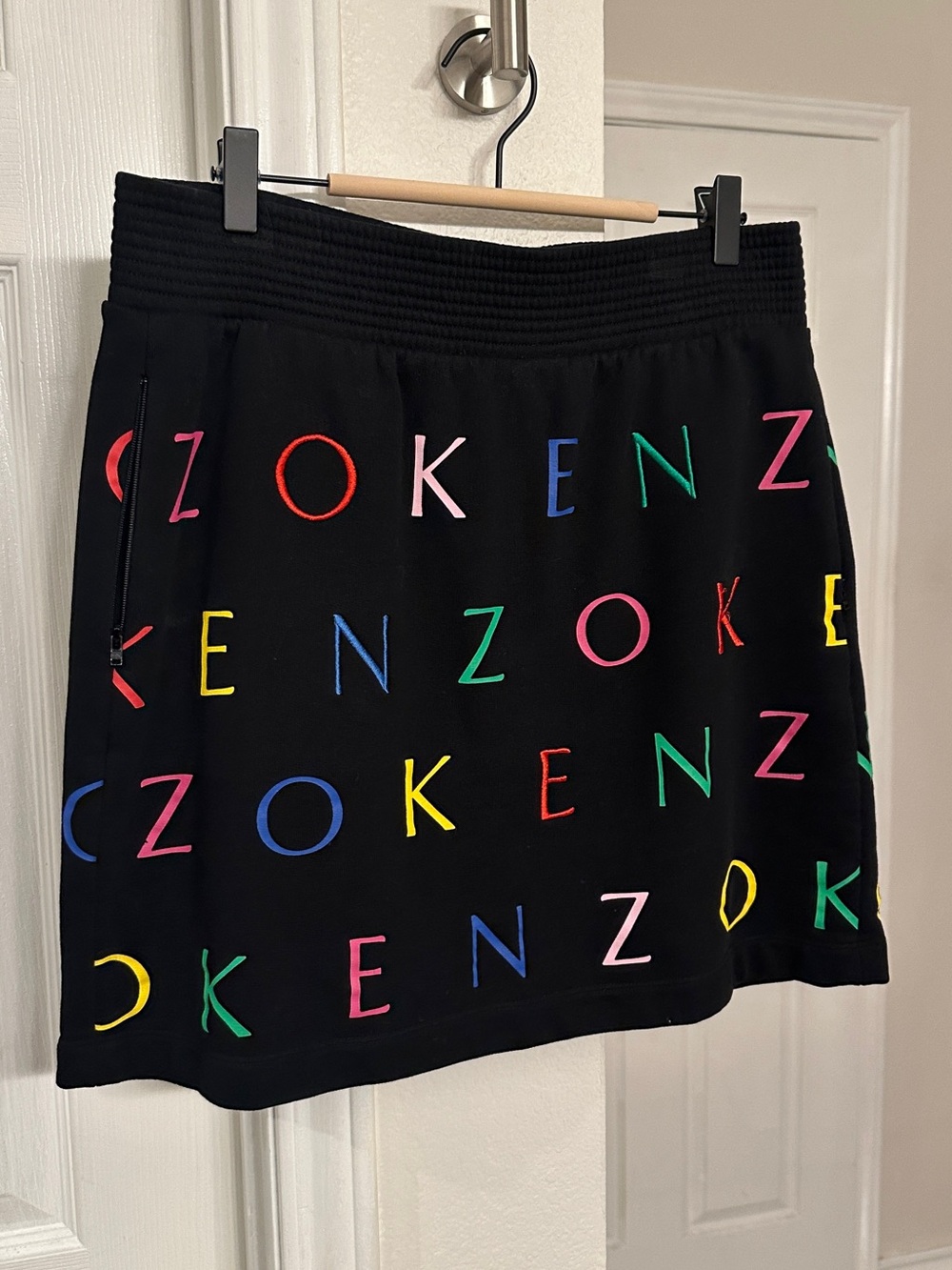Kenzo Black Mini Skirt with Multicolor Logo